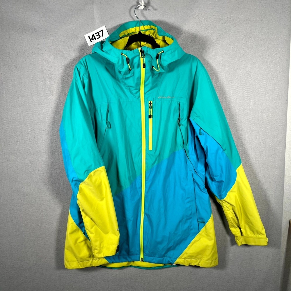 Eddie Bauer First Ascent Ski Jacket Womens Medium Teal‎ Blue Full Zip Waterproof